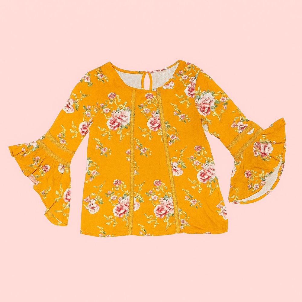 Urban Girl Floral Blouse with Bell Sleeves Small